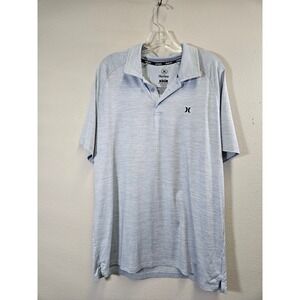 Hurley Heathered Performance Golf Surf Skate Polo Shirt Light Blue Large